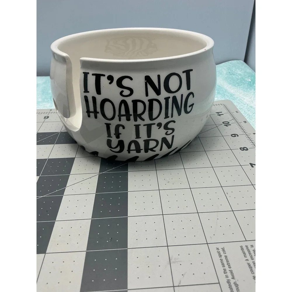Lenny Mud Its Not Hoarding If Its Yarn Ceramic Yarn Bowl White Black USA Made